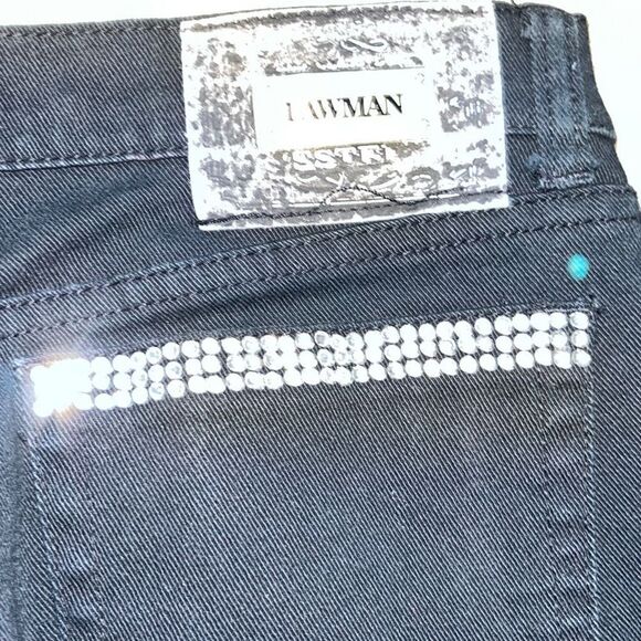 Vintage LAWMAN Western Womens Embellished Black Jeans Rhinestone Size 9 Slim Fit - Picture 12 of 16